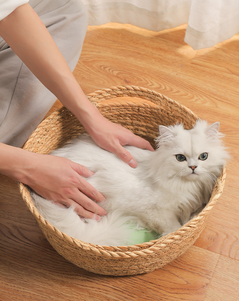 Panier chat en rotin couchage pour animaux toutes saisons_voghion.com