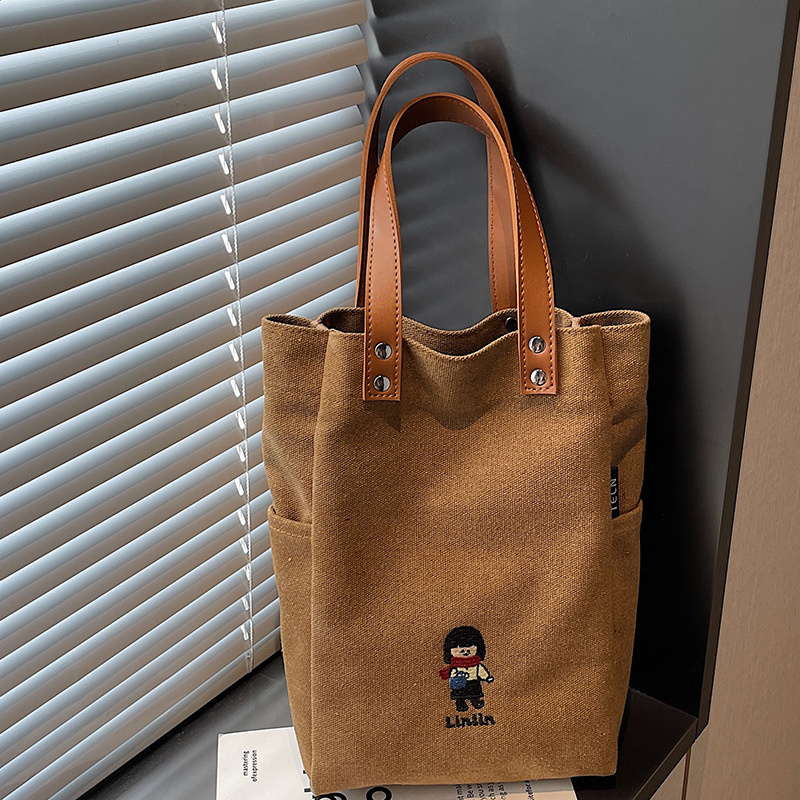 2026 new Korean-style fashion niche solid-color canvas bag, trendy, casual, simple, high-quality, and stylish tote bag