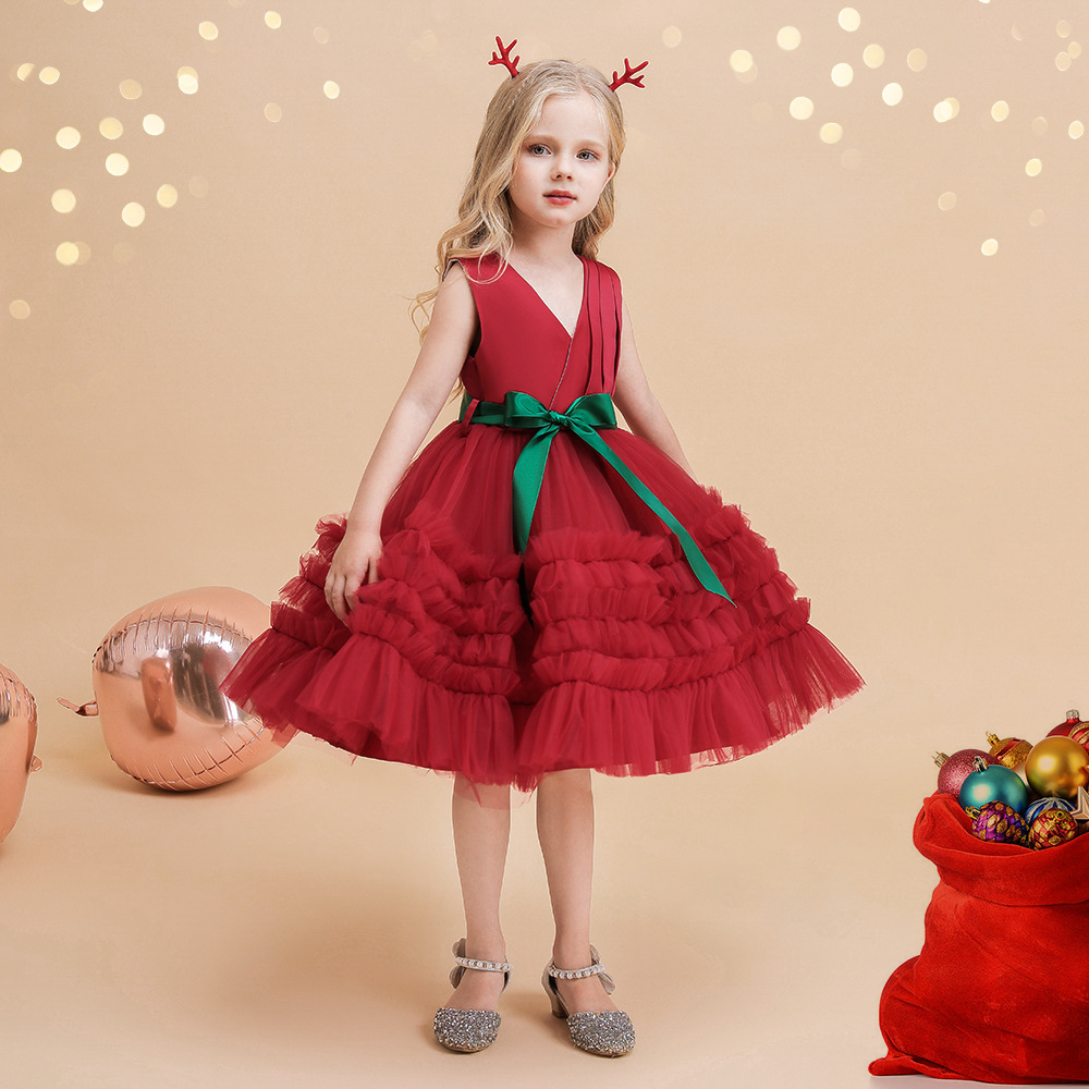 Europeo y americano nuevo en stock años de edad vestido multi-capa malla pastel pettiskirt Navidad princesa vestido de bebé vestido