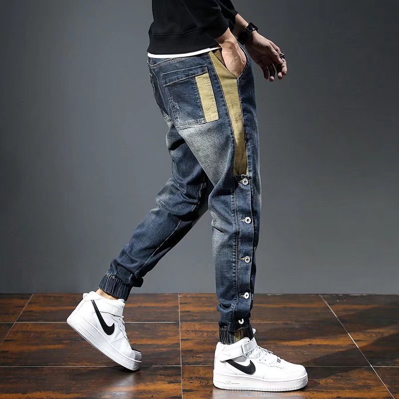 Jeans Men's Fashionable Brand Loose Autumn and Winter Korean Style Fashionable Handsome Men's Trousers Harlan Ankle-length Pants 2022 New