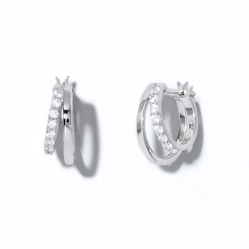 Orecchini a cerchio geometrici con zirconi set per donna chic_voghion.com