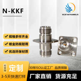 射频转接器N-KKF N型母头双通法兰方板N-50KKF 25*25方板 转接头