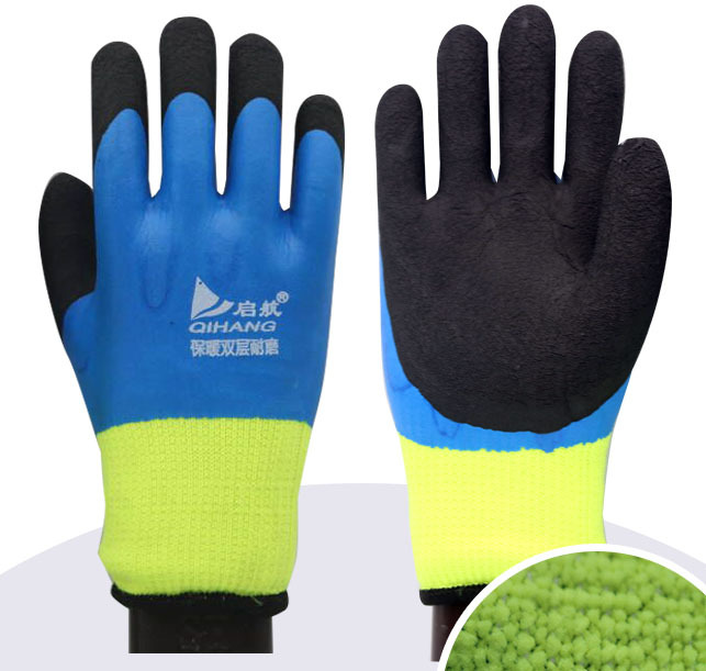 Impermeable guantes de trabajo caliente terry inmersión resistente al desgaste invierno forrado de lana gruesa caliente anti-congelación guantes de montar al por mayor