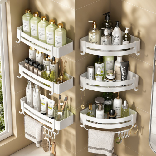 White towel rack without punching space aluminum triangle storage rack bathroom towel rack rod toilet hardware pendant wholesale