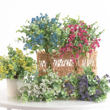 仿真绿植 12叉尤加利满天星手札 家居客厅 橱窗装饰 婚庆摄影摆件