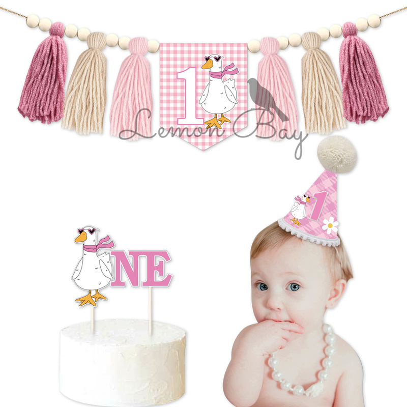 1St Pink Duck Tassel Banner Birthday Party Decoration Banner Dining Chair Banner 1St Pink Duck Tassel Banner Birthday Party Decoration Banner Dining Chair Banner