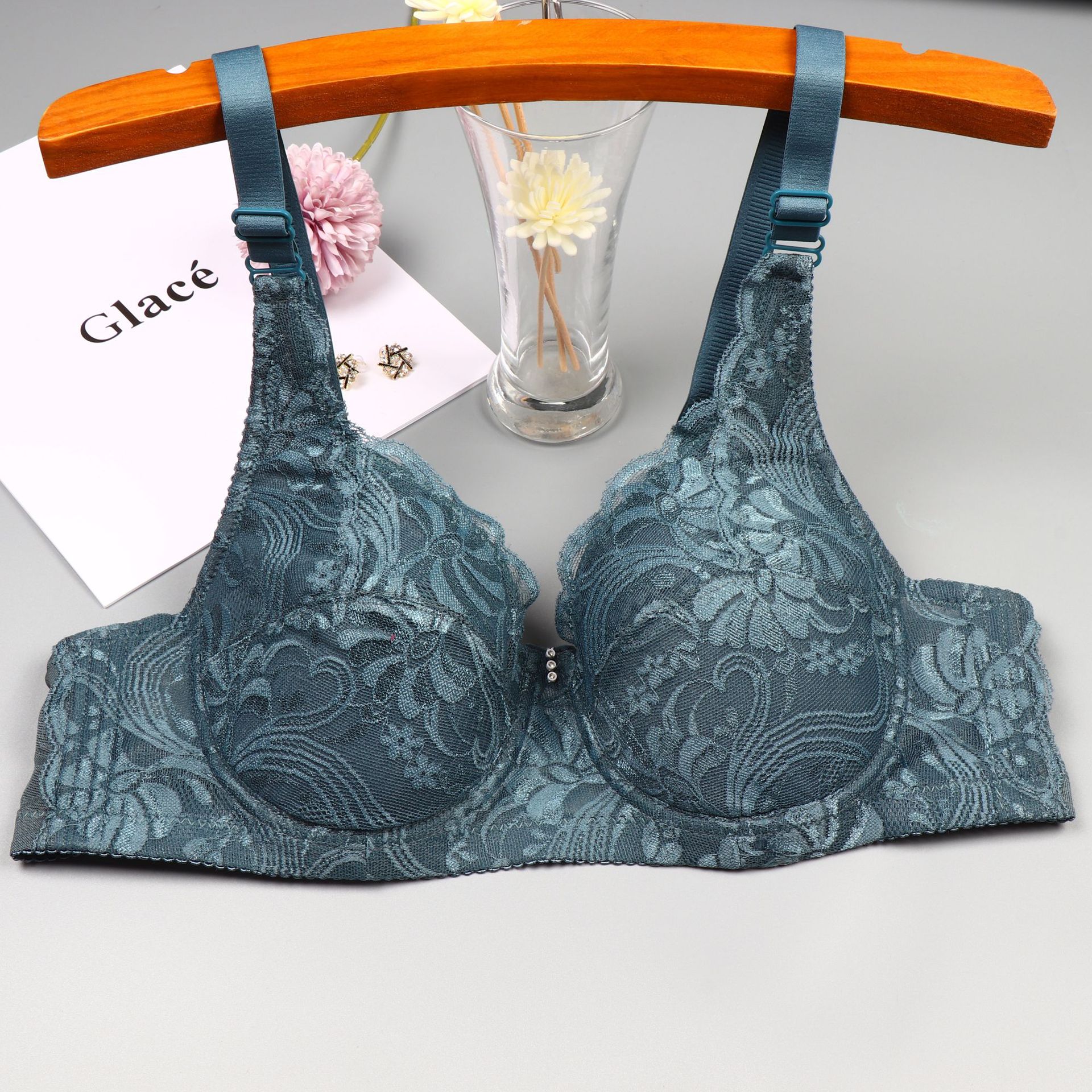 Dünner Bügel-BH aus Spitze für Damen, mit seitlichem Halt, Anti-Hänge-Effekt, Push-up-Effekt, volle Cup-Größe, auch in großen Größen (C-Cup) erhältlich_voghion.com