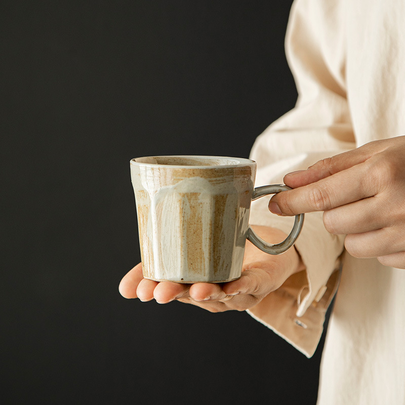 レトロな粗い陶器のコーヒーカップ和風シンプルなセラミックエスプレッソラテラテアートカップマグカップウォーターカップパーソナルティーカップ|undefined
