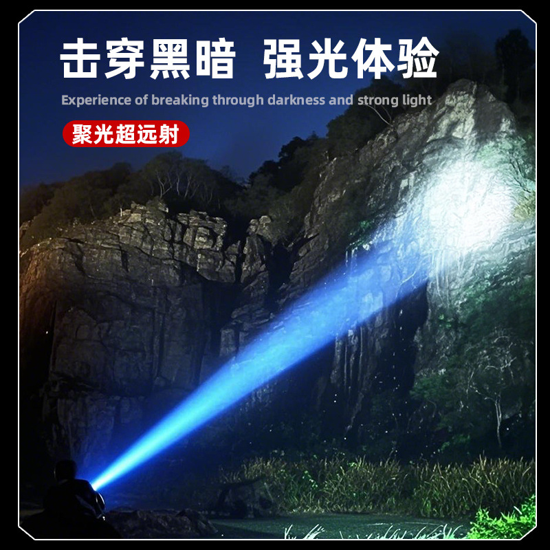 Nuevo estilo transfronterizo de batería de litio de larga duración, luz de emergencia con zoom, luz de pesca nocturna montada en la cabeza de inducción, luz de luz fuerte para exteriores recargable