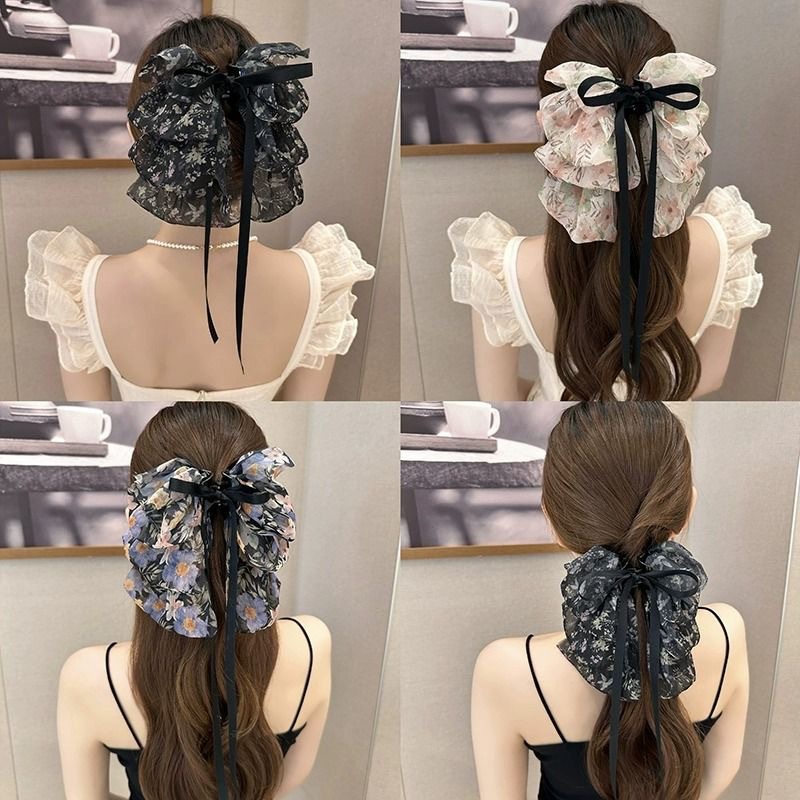 Women's Japanese Style Sweet Bow Knot Cloth Floral Hair Claws display picture 16