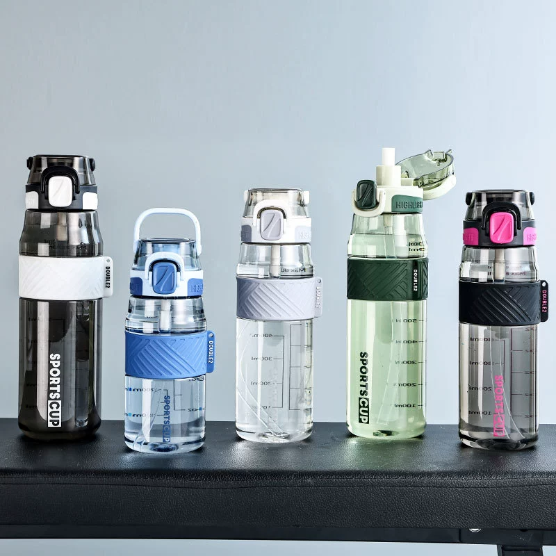 1000ML спортивная водная чашка большой емкости 800ML летняя соломка пластиковый чайник открытый 600ML фитнес космический кубок