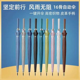 Business Long Handle Umbrella Color Matching Straight Handle 16 Bone Umbrella Small Fresh Simple Straight Rod Umbrella Sunny Umbrella Automatic Rain Umbrella