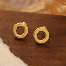 复古简约时尚安可拉红色圆圈耳钉精致小巧百搭银针耳饰轻奢高级感