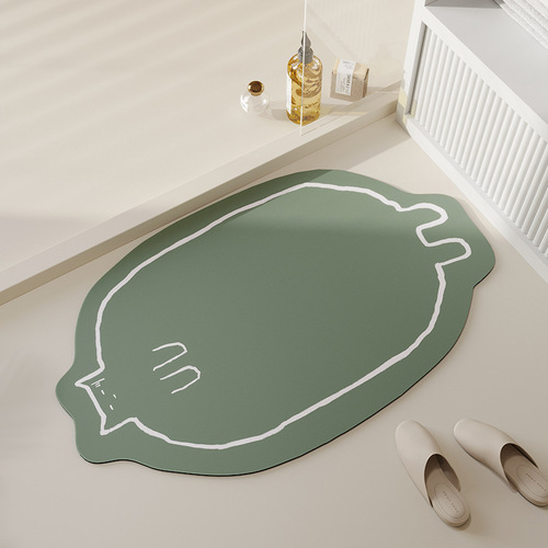 Cartoon Cat Bathroom Absorbent Mat, Silica Gel Non-Slip Pad, Toilet Bathroom Entrance Mat, Quick-Drying Entrance Pad