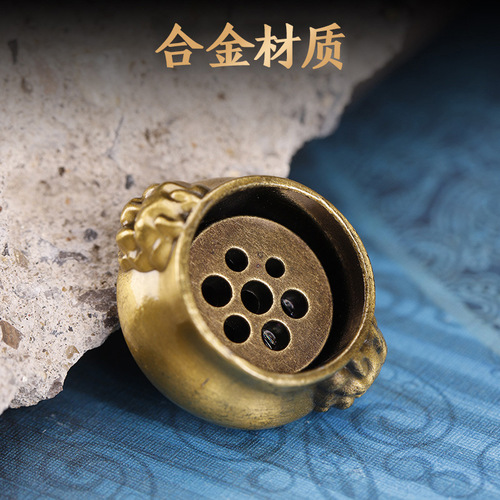 Lion ear stove thumb tip copper incense burner copper alloy incense stick incense vertical line incense burner incense supplies pocket incense holder