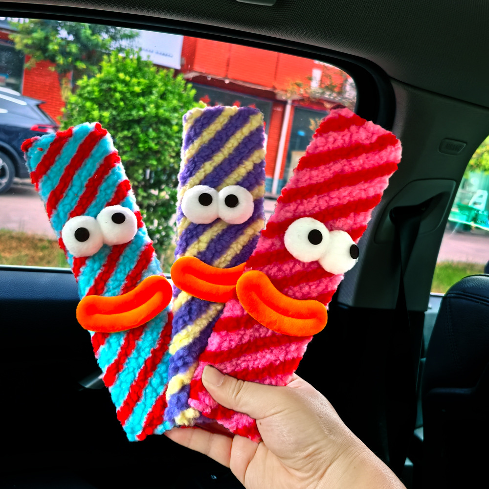 Little Monster Car Seat Belt Shoulder Cover Car Safety Belt Sausage Shape Car Interior Decoration Supplies Cute Eyes