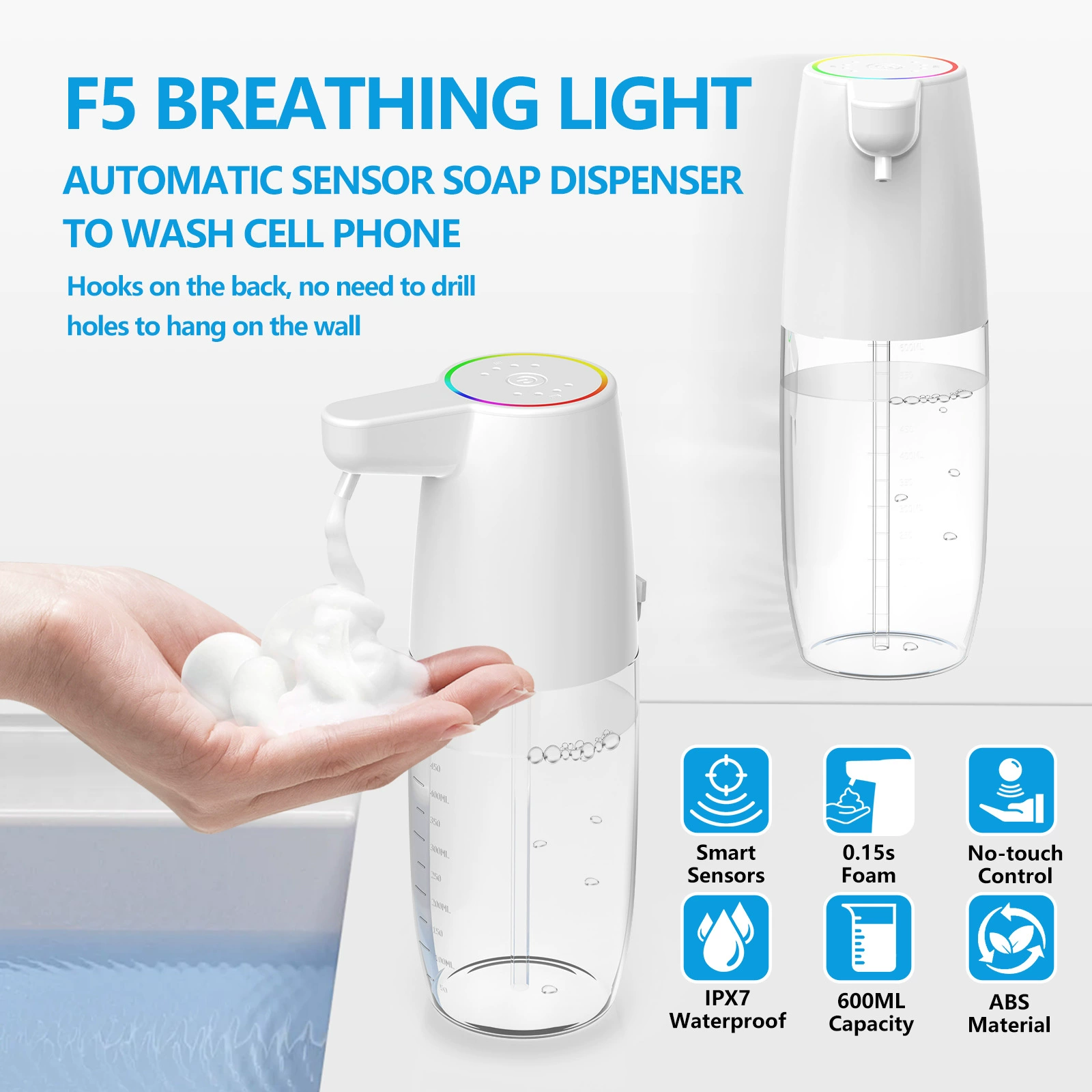 Трансграничная фантомная респираторная лампа инфракрасного датчика мыла гель пены автоматическая индукционная машина для мытья рук