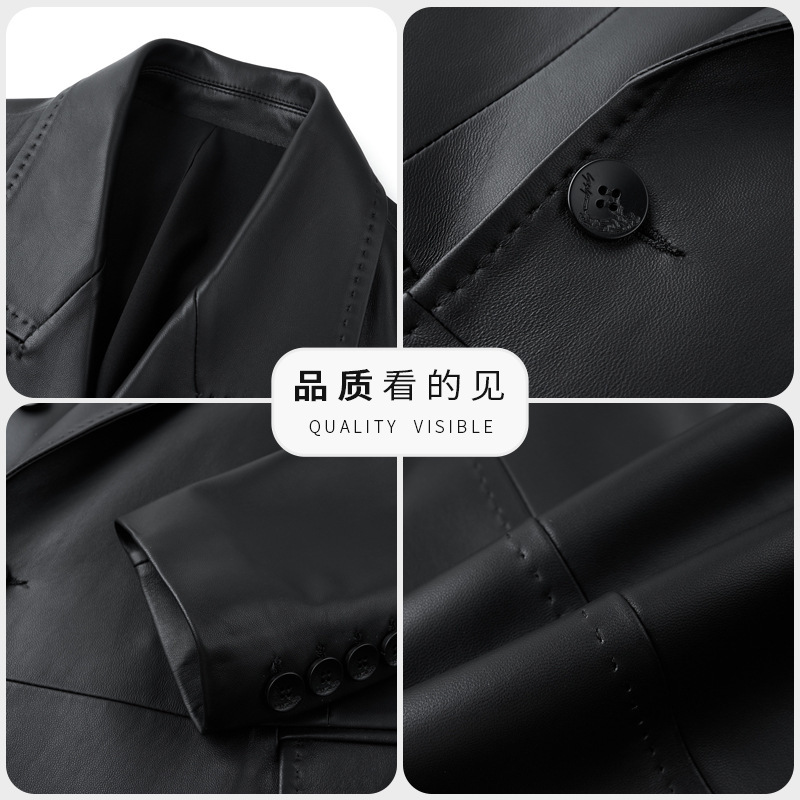 高端真皮皮衣男中长款风衣绵羊皮男士风衣外套轻商务批发夹克男外|undefined