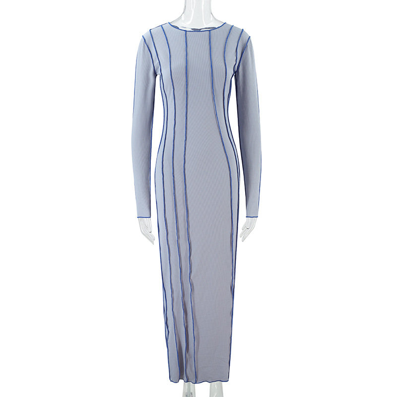 Vestido de cuello redondo acanalado con dobladillo invertido, éxito de ventas en Europa y América para otoño e invierno, ropa de mujer para comercio exterior en Amazon, venta al por mayor, dropshipping. image 12