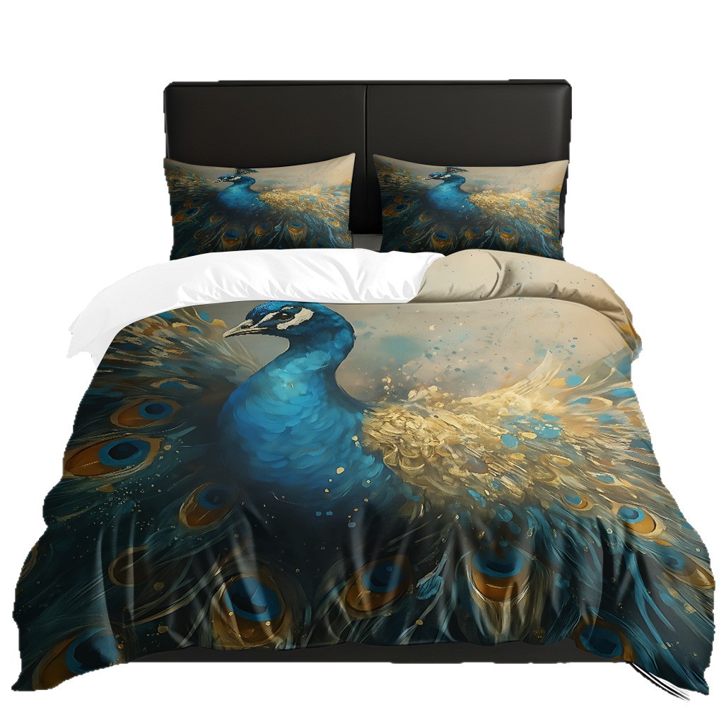 TEMU / JIT adaptado peacock digital impresión kit edredón molido ventilación textil doméstico fábrica de fuente transfronteriza