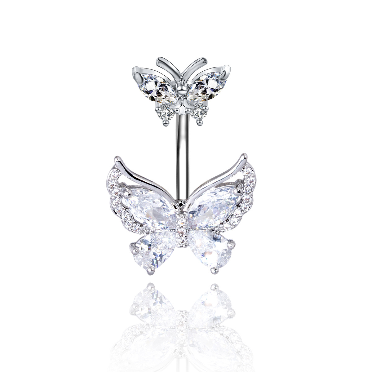Anneaux de nombril tendance, style européen, mignons et doux, motif ours, collection papillon, simples et polyvalents, sans piercing, faciles à porter_voghion.com