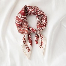 韓版70小方巾字母印花絲巾女夏季薄款發帶綁包包法式職業裝飾領巾