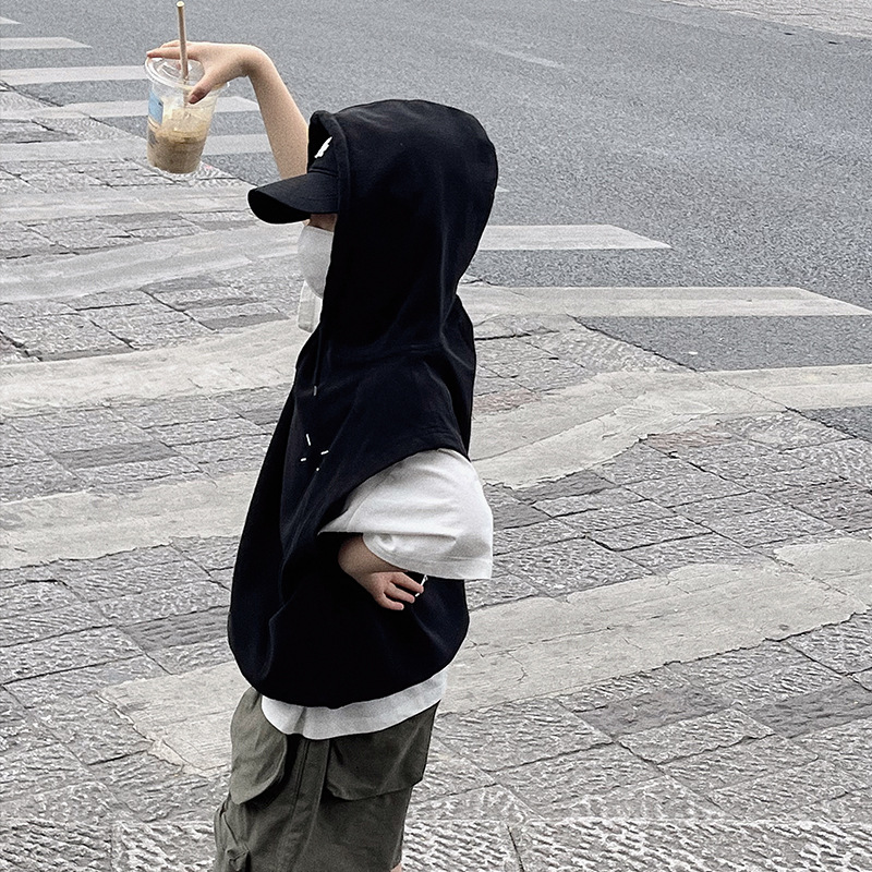 Baoduo ropa para niños chaleco con capucha para niños verano 2023 nuevo estilo occidental para niños chaleco sin mangas para niños medio y grande moda