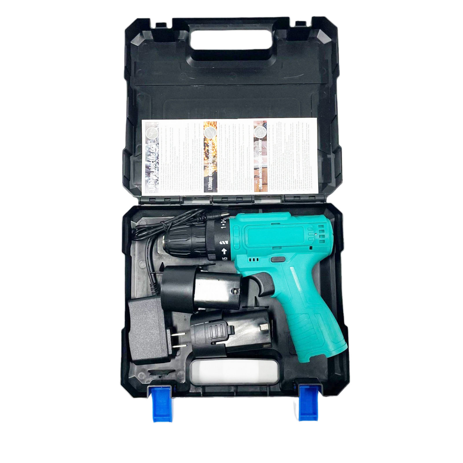 Taladro eléctrico pequeño con escobillas para batería de litio doméstica, con ajuste de doble velocidad, taladro de pistola multifuncional portátil al por mayor.