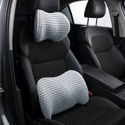 Waist support: Protection, Lumbar Pillows, Driving Seat Lumbar - light-gray-and-dark-graysuit-grid-style