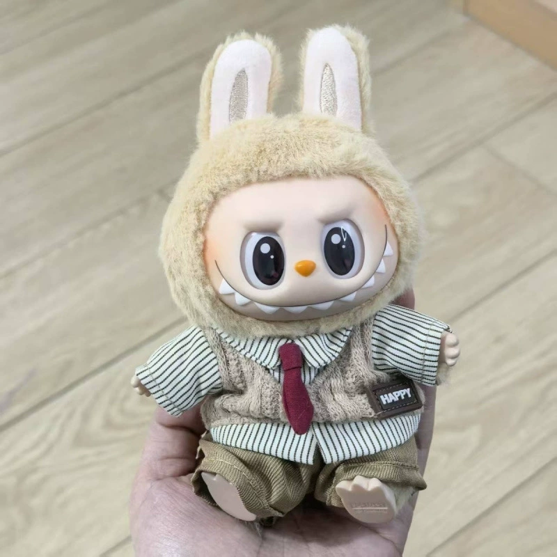 Одежда Heartbeat Labubu, детская одежда Labubu, поддельная рубашка из двух предметов в полоску второго поколения, аксессуары для детской одежды Labubu, джентльмен