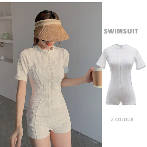 One-piece swimsuit women's sports boxer briefs conservative slimming swimsuit student vacation hot spring swimsuit