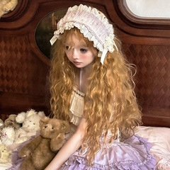星程新品85cmロングカールlolita中分水波紋巻き毛娘スタイル森系金茶色かつら女