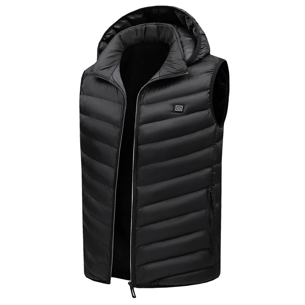 Теплая одежда с подогревом для мужчин, осенне-зимняя новинка, утепленный жилет с капюшоном, умная куртка с подогревом, бархатный жилет с подогревом