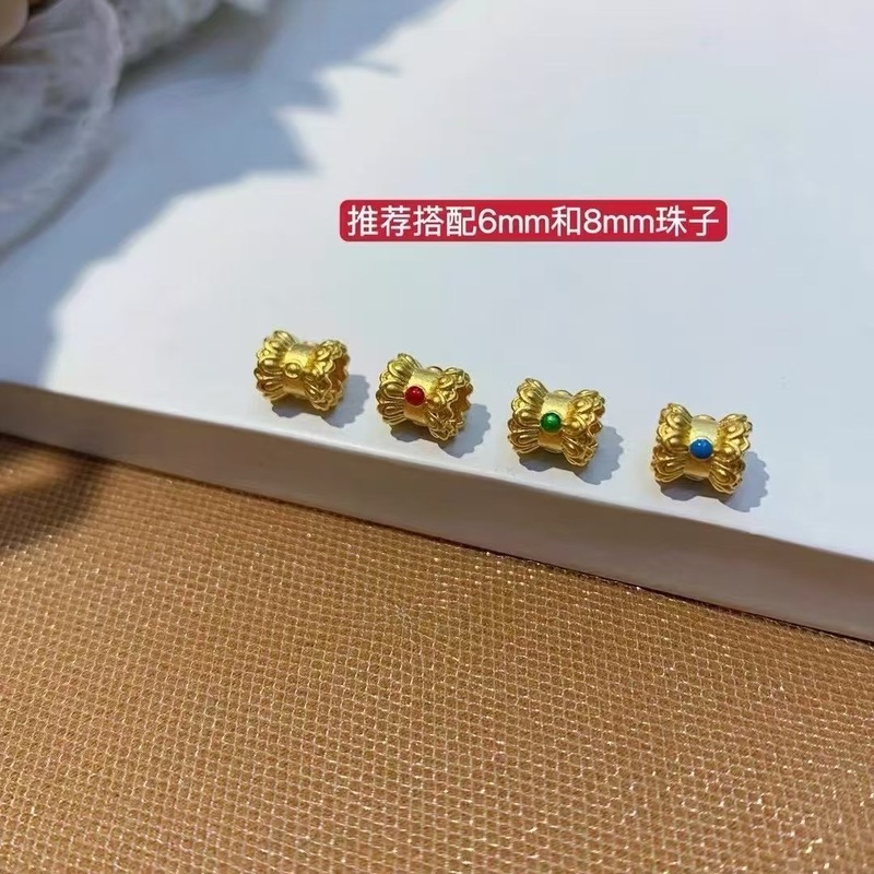 純金 999 フラワーシルクルートトランスファービーズスペーサービーズブレスレット DIY ブレスレットフィリグリーバケットビーズ純金ガールフレンド用|undefined