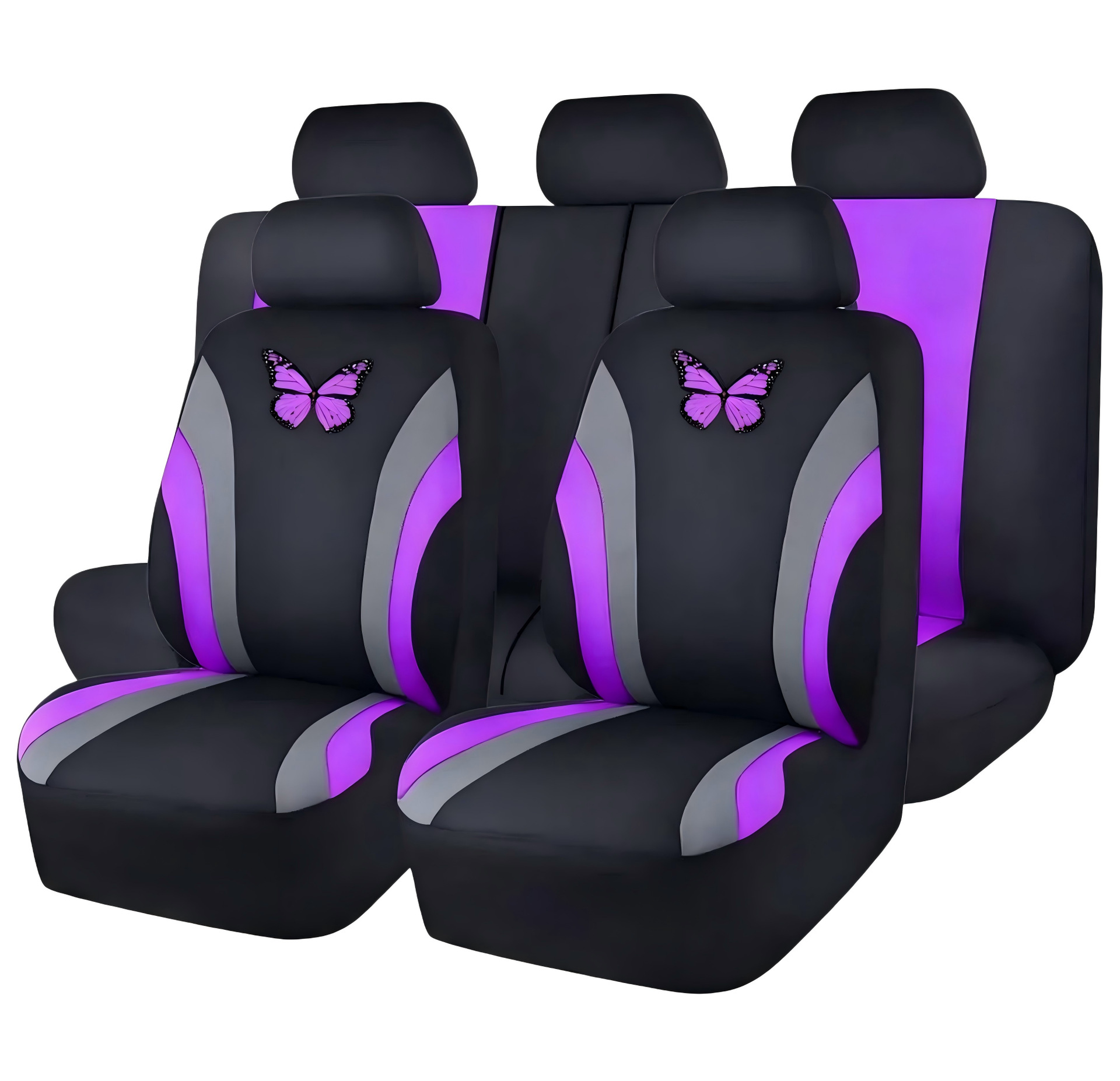 Cross-border bestseller: polyester mesh double-waistline butterfly car seat cover for five-seater, popular export model, suitable for all seasons