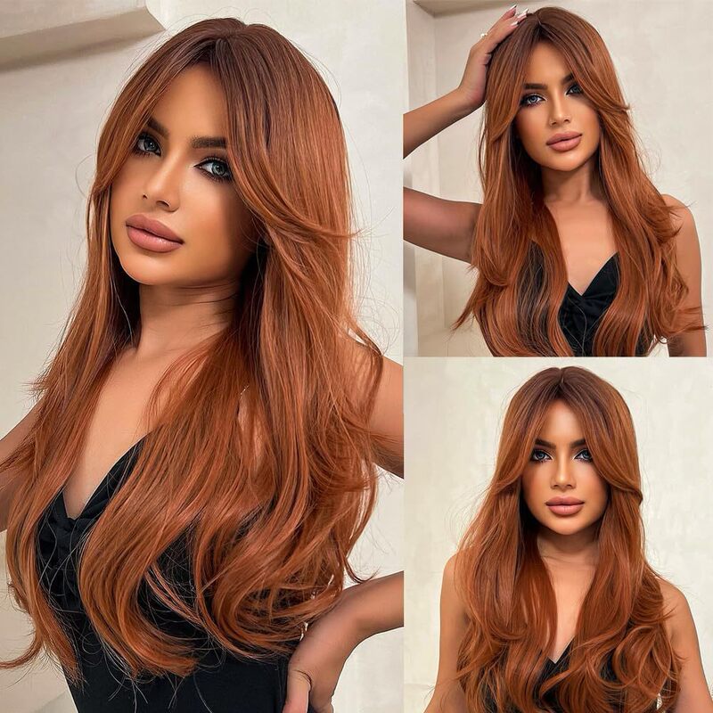 European and American Fashion Cross-Border Foreign Trade Wig for Women, Rose Mesh Headpiece, Synthetic High-Temperature Fiber Long Curly Hair with Side Bangs Wig