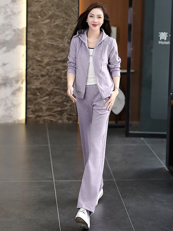 2025年时尚运动服套装女春秋新款洋气减龄气质连帽卫衣休闲两件套|undefined