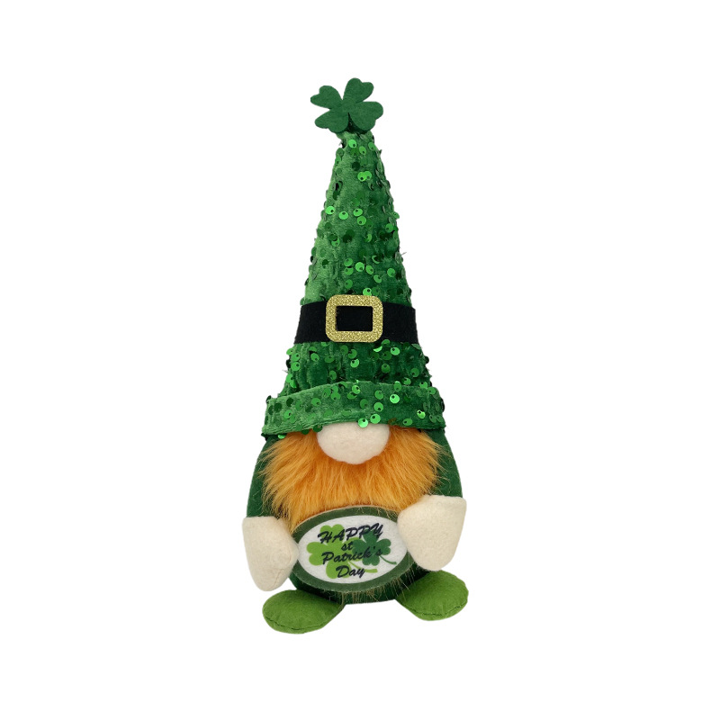 Nuevo transfronterizo irlandés Día de San Patricio de hoja verde decoraciones del Festival de la muñeca sin rostro adornos esencia del piso del trébol