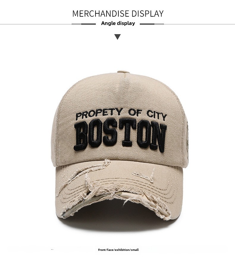 New Style Personalized Ripped Side Letter Cowboy Baseball Hat Soft Top Women's Spring and Summer Casual Cap Sunshade Hat_voghion.com