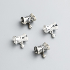 S925純銀福字水滴流蘇掛件DIY手工串珠編繩手鍊項鍊桶珠吊墜配件