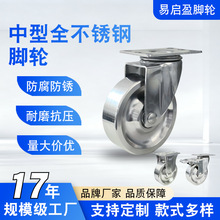 工厂直销中型304全不锈钢脚轮3寸4寸5寸防腐蚀耐高温实芯万向轮