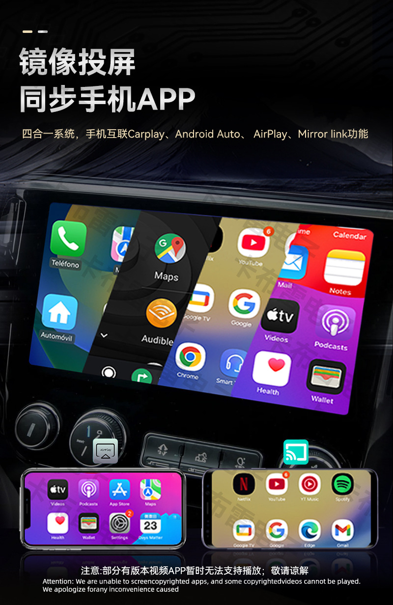 4-in-1 Car Interconnect Box Wireless Reverse Control Carplay Adapter Smart Mirror Screen Projection Carplay Box