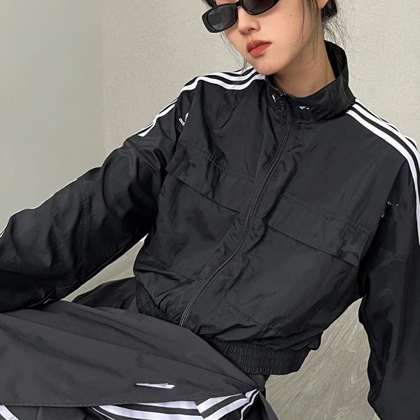 Spring and Autumn New High Version Stand Collar Embroidered Top Striped Sports Women's Casual Jacket Loose Short Jacket