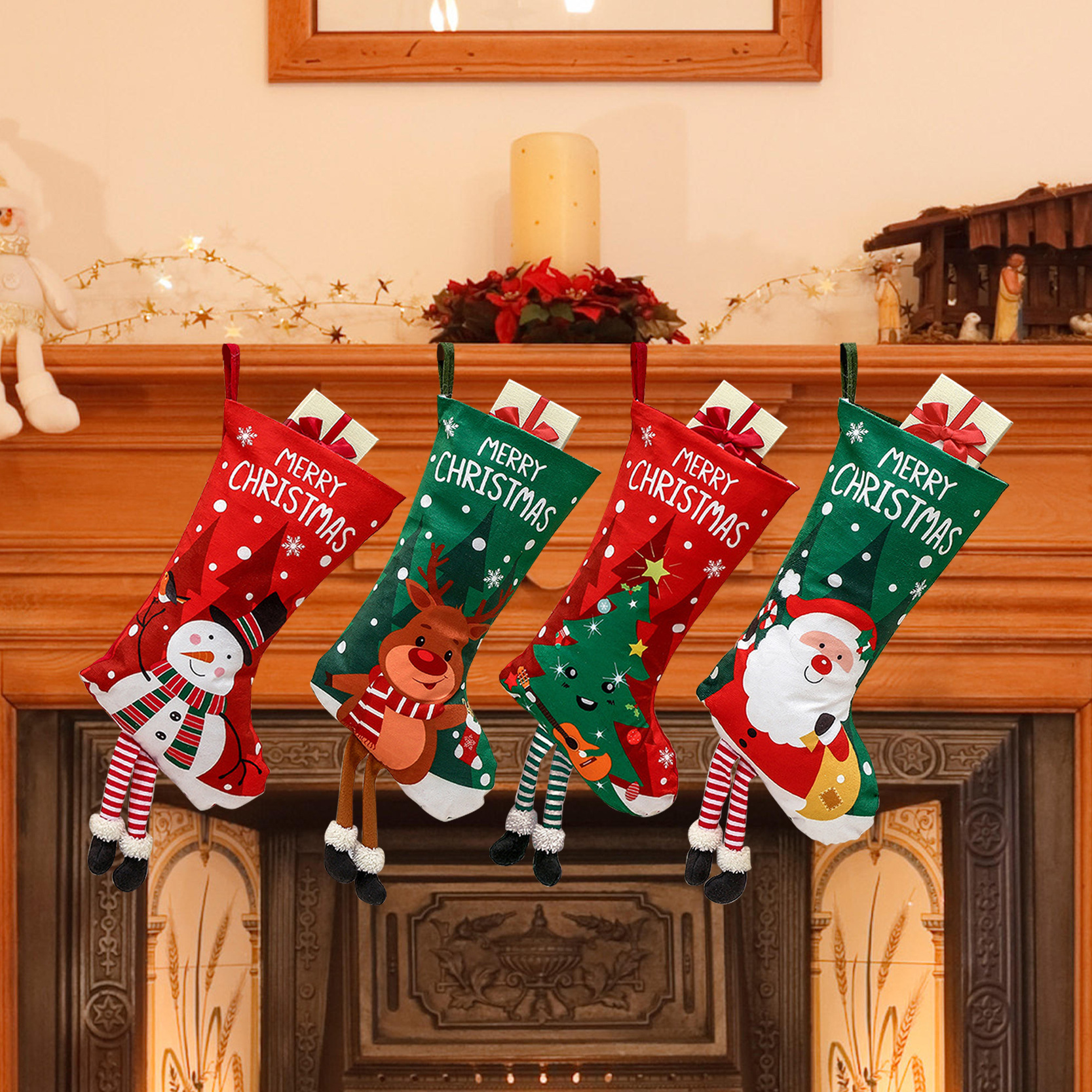 New Socks, Gift Socks Decorations, Christmas Tree Pendants, Candy Bags, Hanging Decorations_voghion.com