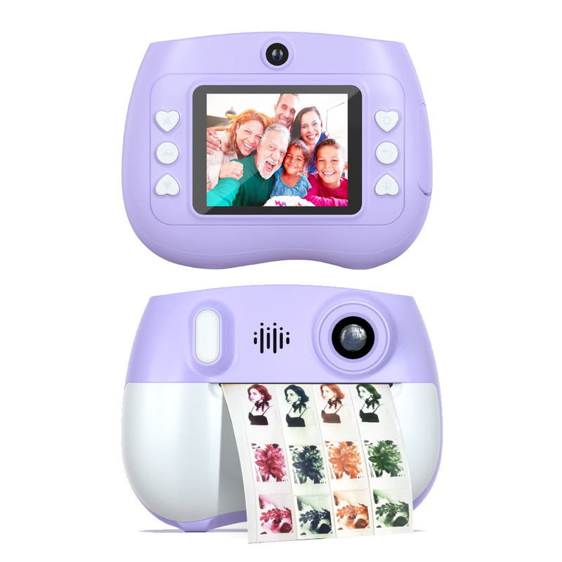 Multifunctional Purple Children's Camera Polaroid Camera Can Take Selfies and Print Small Camera Portable