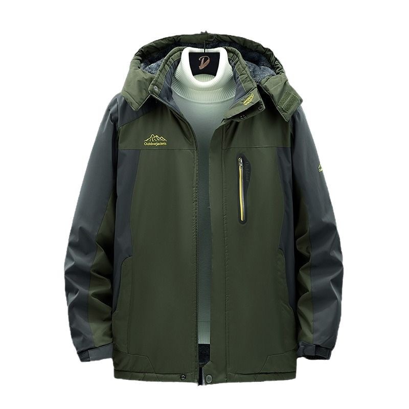 Ropa de montañismo extragrande para exteriores, chaqueta cortavientos e impermeable, ropa de invierno para hombre, cortavientos grueso con forro polar para mayor calidez.