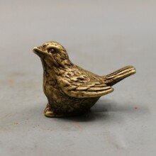 袖珍小麻雀茶宠装饰古玩小铜器实心黄铜小铜鸟微雕茶艺桌面摆件