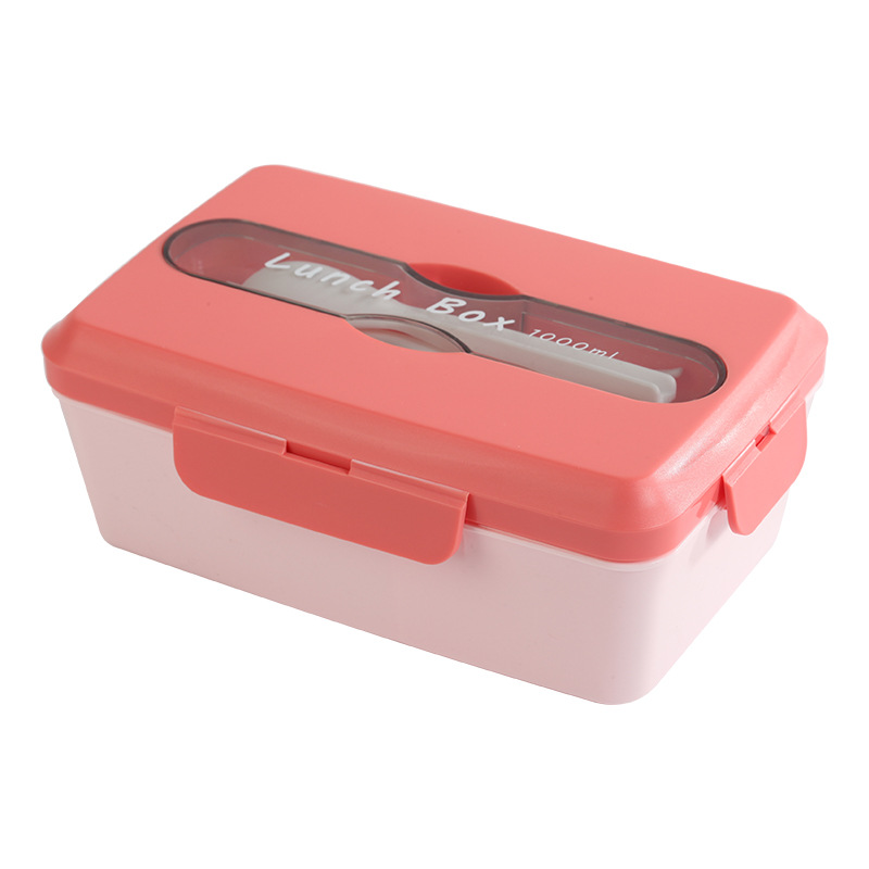 Lonchera de paja de trigo para estudiantes, lonchera bento de dos compartimentos, apta para microondas, con cierre a presión, con utensilios para comer.