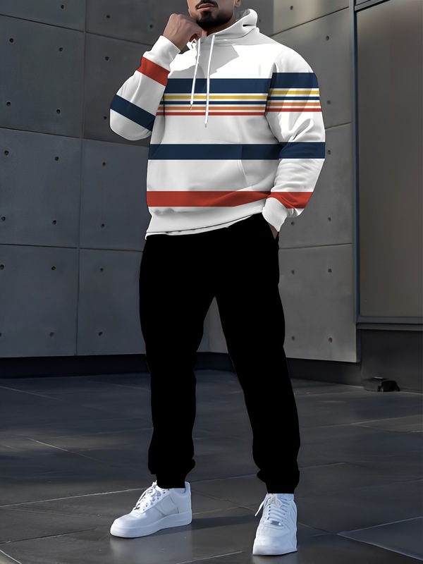 TEMU跨境3D印花男女同款运动服套装休闲连帽卫衣长裤时尚春秋男装|undefined