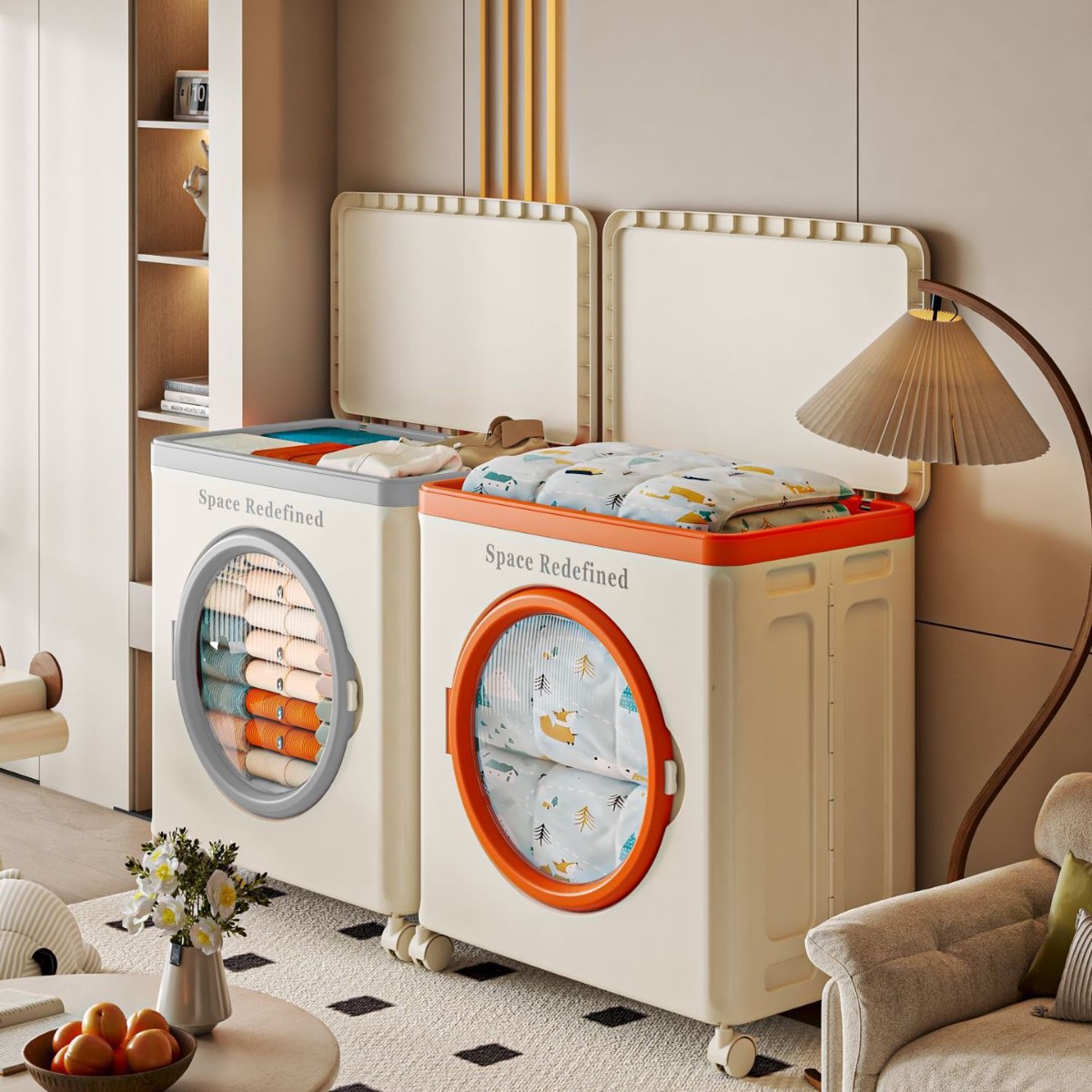 收纳箱超大巨能装衣服储物柜带轮翻盖可折叠整理箱卧室被子收纳柜